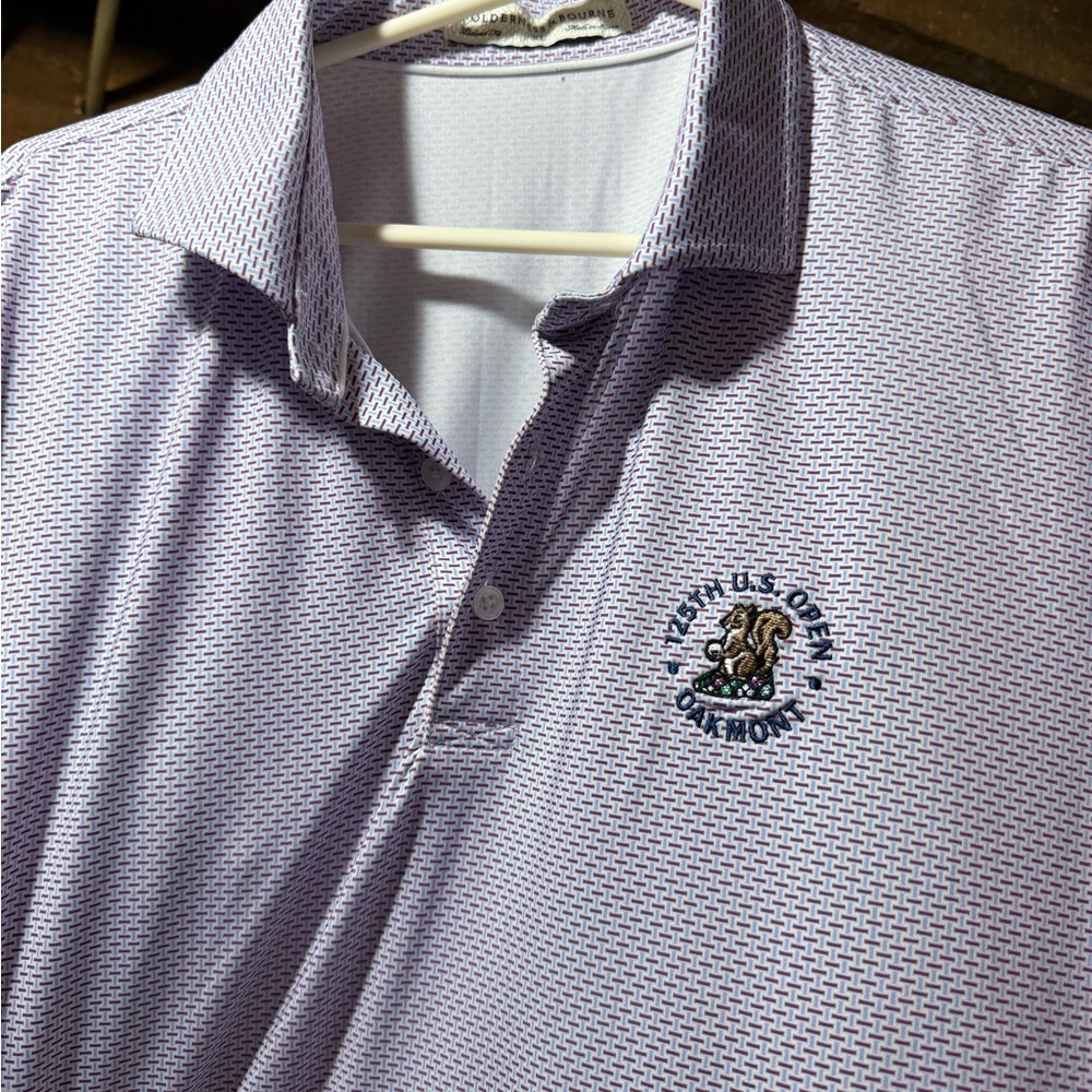 Men's Light Purple Patterned Polo with Embroidered Crest